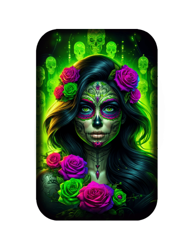 RADIOACTIVE CATRINA Dia De Los Muertos Premium Cast Bar 2 Oz Silver - Coins & More - Silver