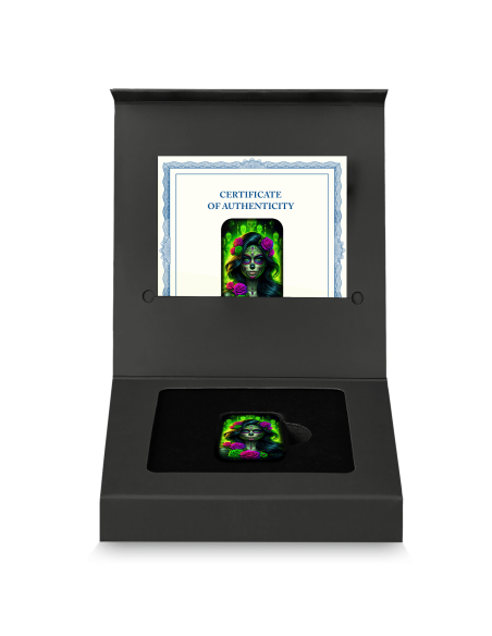 RADIOACTIVE CATRINA Dia De Los Muertos Premium Cast Bar 2 Oz Argento - Coins & More - Argento