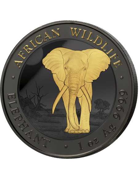 ELEPHANT African Wildlife Golden Enigma 1 Oz Argent & Or 100 Shillings Somalie 2025 - Coins & More - Afrique