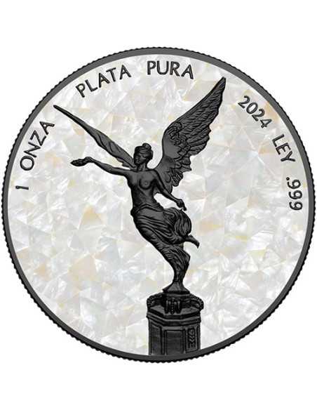 MUTTER DER PERLE Perlmutt Schwarz Platin 1 Oz Silbermünze Mexiko 2024 - Coins & More - Mexiko