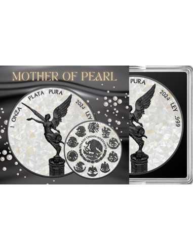 MUTTER DER PERLE Perlmutt Schwarz Platin 1 Oz Silbermünze Mexiko 2024 - Coins & More - Mexiko