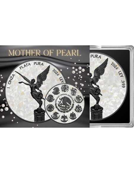MADRE DI PERLA Nacre Nero Platino Moneta d'Argento da 1 Oz Messico 2024 - Coins & More - Messico