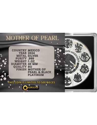 MUTTER DER PERLE Perlmutt Schwarz Platin 1 Oz Silbermünze Mexiko 2024 - Coins & More - Mexiko