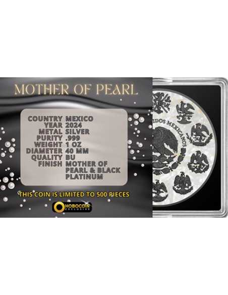 MUTTER DER PERLE Perlmutt Schwarz Platin 1 Oz Silbermünze Mexiko 2024 - Coins & More - Mexiko