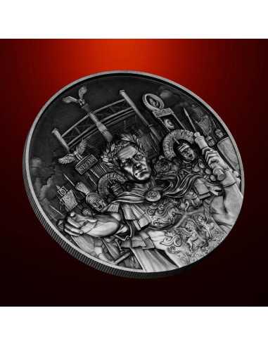 JULIUS CAESAR Masters of War 2 Oz Silver Coin 10000 Francs Chad 2025 - Coins & More - Chad