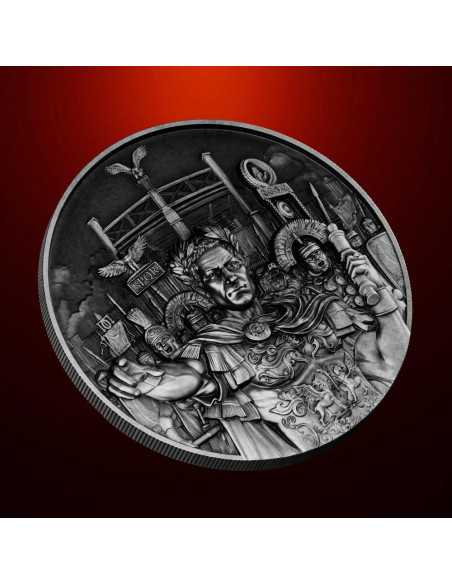 JULIUS CAESAR Masters of War 2 Oz Silver Coin 10000 Francs Chad 2025 - Coins & More - Chad