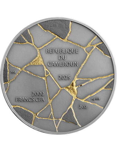DAVID Kintsugi Art Moneta d'Argento da 2 Oz 2000 Franchi Camerun 2025 - Coins & More - Camerun