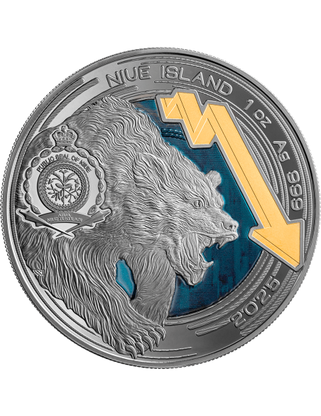 BULL AND BEAR MARKETS Ruthenium Edition 1 Oz Silver Coin 2$ Niue 2025 - Coins & More - Niue
