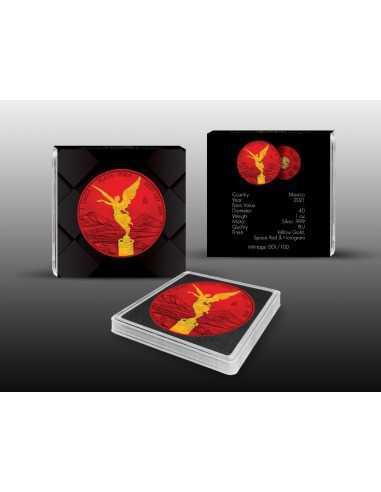 LIBERTAD - Space Red & Gold Holographic Edition 1 Oz Silver Coin 1 Onza Mexico 2021 - Coins & More - Mexique