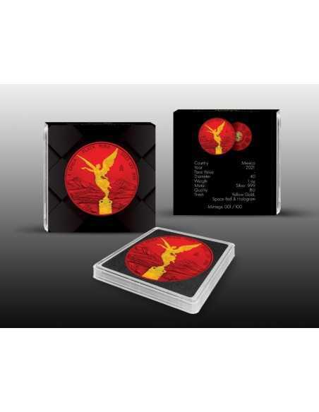 LIBERTAD - Space Red & Gold Holographic Edition 1 Oz Silver Coin 1 Onza Mexico 2021 - Coins & More - Mexique