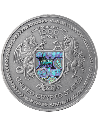 THE CREATOR Moneta d'argento da 2 once con finitura antica 10000 Satoshi Stati Uniti Crypto 2025 - Coins & More - Monete per ...