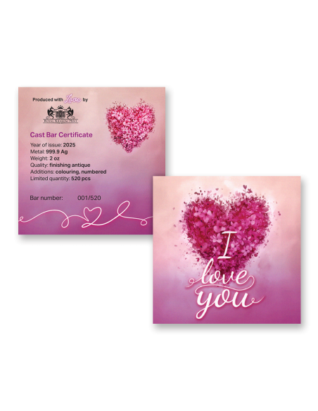I LOVE YOU Premium Silber Guss Barren 2 Oz Silber - Coins & More - Silber