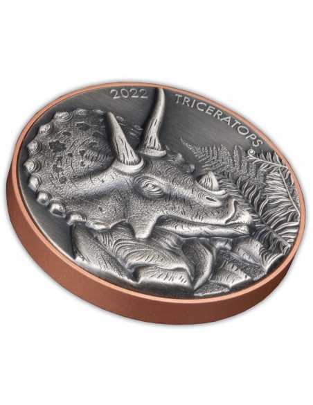 TRICERATOPS Dinosaure Silver & Copper Coin 10 Vatu Vanuatu 2022 - Coins & More - Océanie