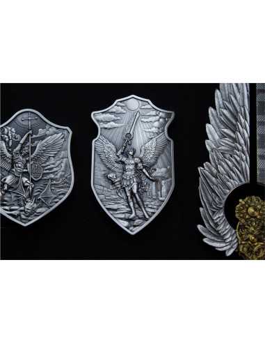 DAS SCHILD VON SAINT URIEL 2 Oz Antik Finish Silber Stacker - Coins & More - Silber