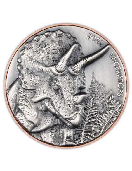 TRICERATOPS Dinosaure Silver & Copper Coin 10 Vatu Vanuatu 2022 - Coins & More - Océanie