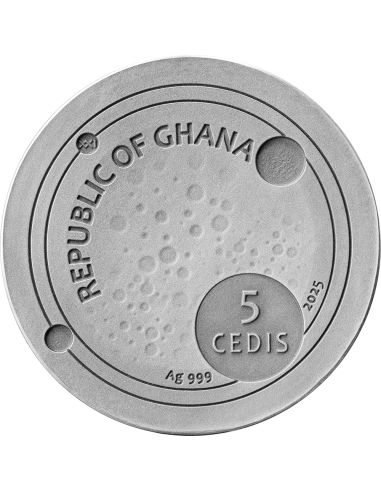 MUONIONALUSTA Space Cube 2 Oz Silber & Meteorit Münze 5 Cedis Ghana 2025 - Coins & More - Ghana