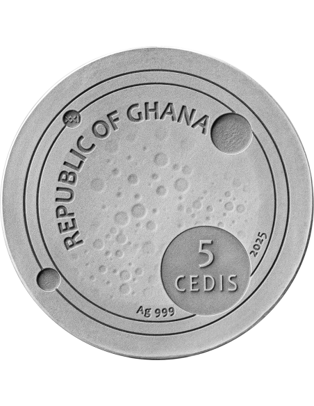 MUONIONALUSTA Space Cube 2 Oz Silber & Meteorit Münze 5 Cedis Ghana 2025 - Coins & More - Ghana