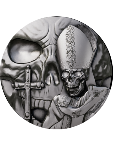 ZOMBIFIED POPE Glow In Dark 2 Oz Antique Silver Coin 2000 Francos Camerún 2025 - Coins & More - Camerún