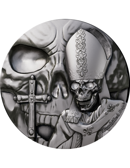 ZOMBIFIED POPE Glow In Dark 2 Oz Antique Silver Coin 2000 Francos Camerún 2025 - Coins & More - Camerún