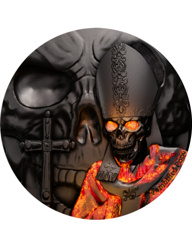 ZOMBIFIED POPE Glow In Dark 2 Oz Antique Silver Coin 2000 Francs Cameroon 2025 - Coins & More - Cameroun