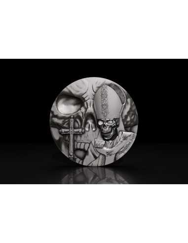 ZOMBIFIED POPE Glow In Dark 2 Oz Antike Silbermünze 2000 Francs Kamerun 2025 - Coins & More - Kamerun