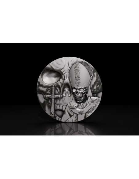 ZOMBIFIED POPE Glow In Dark 2 Oz Antique Silver Coin 2000 Francos Camerún 2025 - Coins & More - Camerún