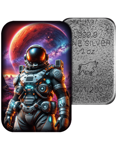THE ASTRONAUT Premium Silver Cast Bar 2 Oz Silver - Coins & More - Silver