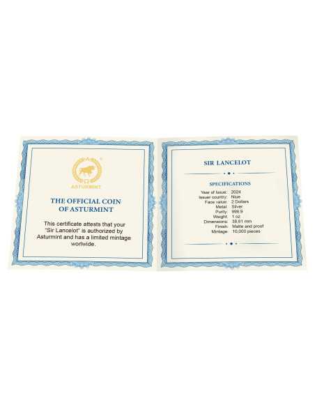SIR LANCELOT Camelot Bullion Serie 1 Oz Silbermünze 2$ Niue 2024 - Coins & More - Niue