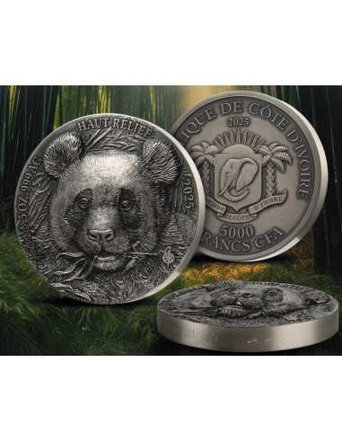 PANDA Big Five Asia 5 Oz Silver Coin 5000 Francs Ivory Coast 2025 - Coins & More - Ivory Coast