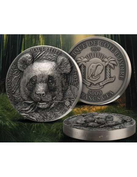 PANDA Big Five Asia Moneta d'Argento da 5 Oz 5000 Franchi Costa d'Avorio 2025 - Coins & More - Costa d'Avorio