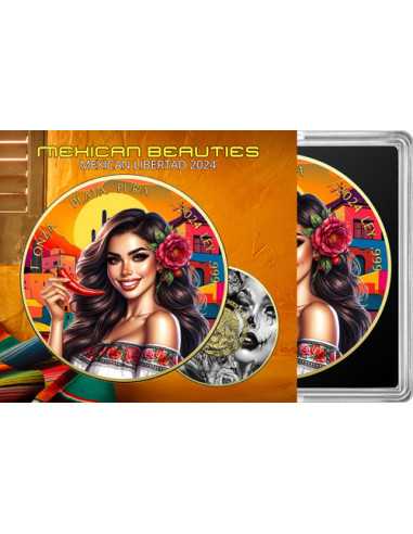 Chile Jalapeño Rojo MEXICAN BEAUTIES Mujeres Libertad 1 Oz Moneda de Plata México 2024 - Coins & More - Mexico