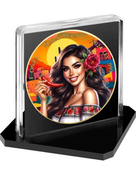 Chile Jalapeño Rojo MEXICAN BEAUTIES Mujeres Libertad 1 Oz Moneda de Plata México 2024 - Coins & More - Mexico