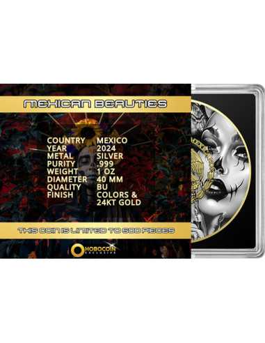 Chile Jalapeño Rojo MEXICAN BEAUTIES Mujeres Libertad 1 Oz Moneda de Plata México 2024 - Coins & More - Mexico