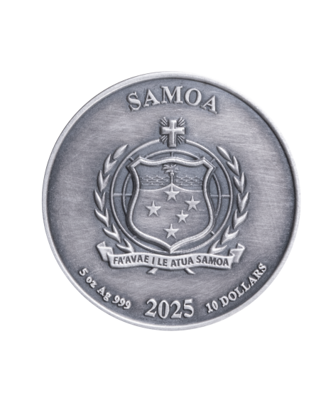 TRIDENTE DE NEPTUNO Moneda 3D de Plata de 5 Oz 10$ Samoa 2025 - Coins & More - Samoa