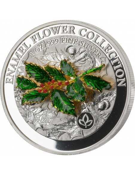 HOLLY Enamel Flower Collection 1 Oz Silver Coin 5$ Samoa 2021 - Coins & More - Oceania