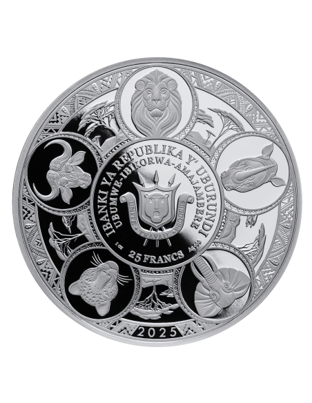 LES CINQ GRANDS D'AFRIQUE 5 x 1 Oz Pièce d'argent 25 Francs Burundi 2025 - Coins & More - Burundi