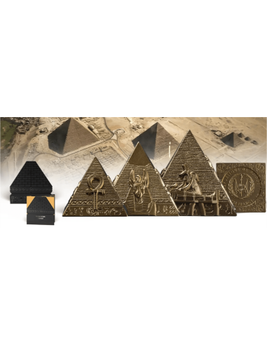 PYRAMIDES GILDES DE GIZA Set 3 Pièces Argent 200 Francs Djibouti 2025 - Coins & More - Afrique