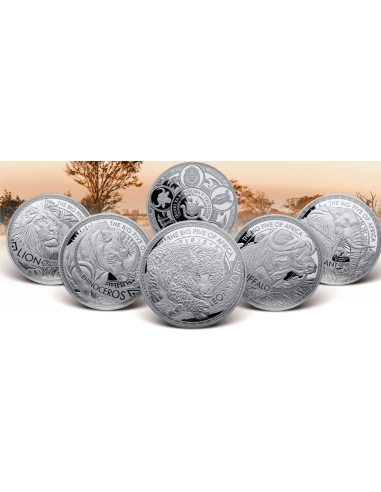 THE BIG FIVE OF AFRICA 5 x 1 Oz Moneta d'Argento 25 Franchi Burundi 2025 - Coins & More - Burundi