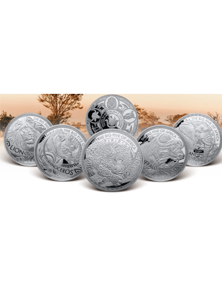 LES CINQ GRANDS D'AFRIQUE 5 x 1 Oz Pièce d'argent 25 Francs Burundi 2025 - Coins & More - Burundi