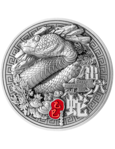 SERPENT ÉMERGENT DU LAIR Cycle sexagénaire chinois Pièce de 2 oz en argent 10000 Francs Tchad 2025 - Coins & More - Tchad