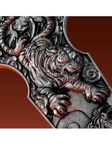 DRAGON TIGER SWITCHBLADE Moneda de Plata de 2 Oz 5$ Samoa 2025 - Coins & More - Samoa