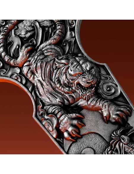 DRAGON TIGER SWITCHBLADE Moneda de Plata de 2 Oz 5$ Samoa 2025 - Coins & More - Samoa