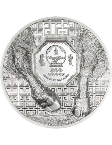 BISON Wilde Mongolei 1 Oz Silbermünze 500 Togrog Mongolei 2025 - Coins & More - Mongolei
