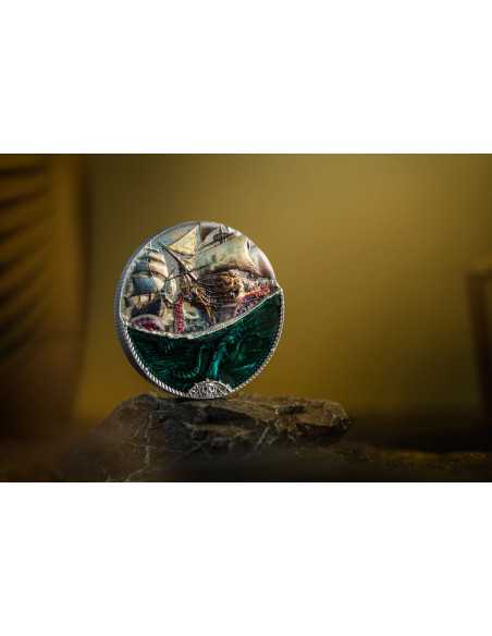 SEA MONSTER Unterwasser Fantasie 3 Oz Silbermünze 20$ Cook Islands 2025 - Coins & More - Palau
