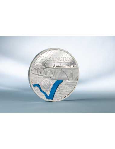 WASHINGTON Tiffany Art Metropolis 3 Oz Silver Coin 20$ Palau 2025 - Coins & More - Palau