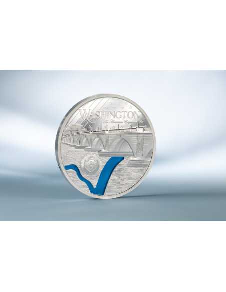 WASHINGTON Tiffany Kunst Metropolis 3 Oz Silbermünze 20$ Palau 2025 - Coins & More - Palau