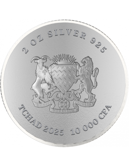 ROI DE LA JUNGLE Pièce de 2 oz en argent imprimée en 3D 10000 Francs Tchad 2025 - Coins & More - Tchad