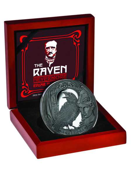 THE RAVEN Edgar Allan Poe Moneda de Plata de 2 Oz 5$ Niue 2025 - Coins & More - Niue