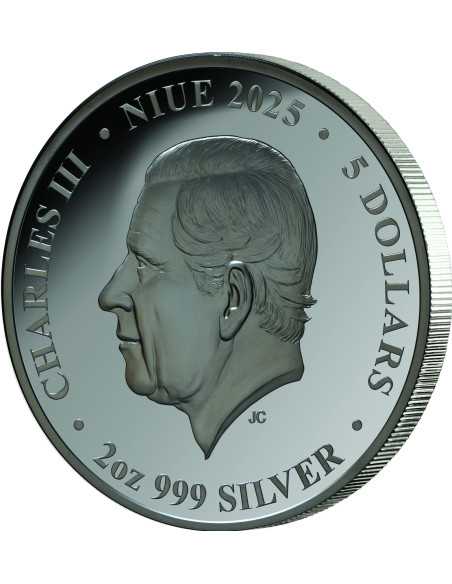DER RABEN Edgar Allan Poe 2 Oz Silbermünze 5$ Niue 2025 - Coins & More - Niue
