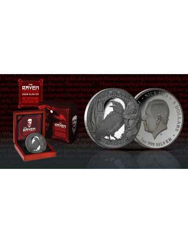 DER RABEN Edgar Allan Poe 2 Oz Silbermünze 5$ Niue 2025 - Coins & More - Niue
